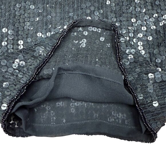 VINTAGE Women's LAURENCE KAZAR Silk Sequin Trouser Pant Black | Size L - Picture 5 of 10